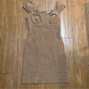 Vintage Y2K “Mirrors” Suede Cutout Mini Dress Hippie Boho Bratz